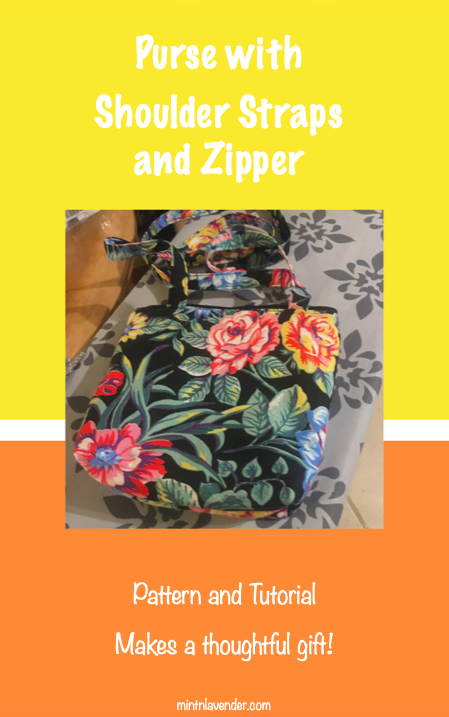 Small Purse with Long straps and a zipper – Paper pattern + PDF Pattern