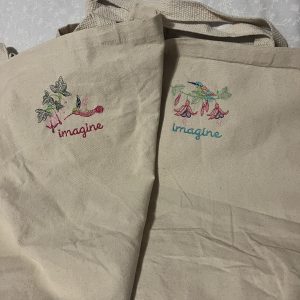 3- Large Embroidered Canvas Tote Bag